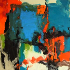 abstrakte Malerei in Rot und Blau